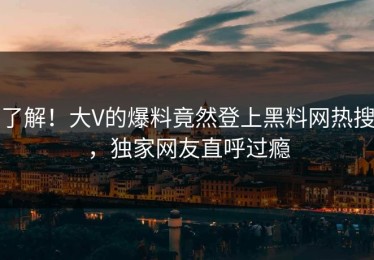 了解！大V的爆料竟然登上黑料网热搜，独家网友直呼过瘾