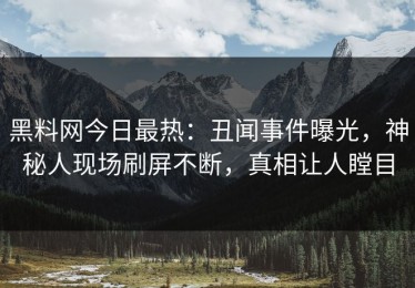 黑料网今日最热：丑闻事件曝光，神秘人现场刷屏不断，真相让人瞠目