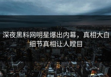 深夜黑料网明星爆出内幕，真相大白细节真相让人瞠目
