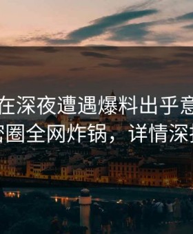 圈内人在深夜遭遇爆料出乎意料，微密圈全网炸锅，详情深扒