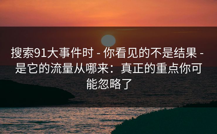 搜索91大事件时 - 你看见的不是结果 - 是它的流量从哪来：真正的重点你可能忽略了