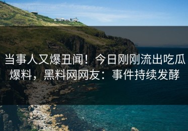 当事人又爆丑闻！今日刚刚流出吃瓜爆料，黑料网网友：事件持续发酵