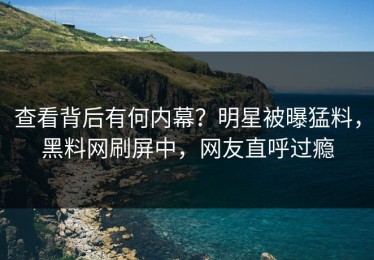 查看背后有何内幕？明星被曝猛料，黑料网刷屏中，网友直呼过瘾
