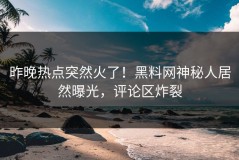 昨晚热点突然火了！黑料网神秘人居然曝光，评论区炸裂