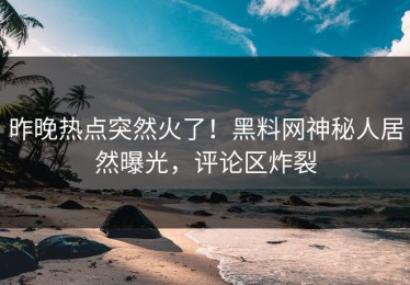 昨晚热点突然火了！黑料网神秘人居然曝光，评论区炸裂