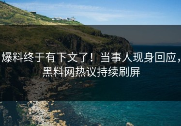 爆料终于有下文了！当事人现身回应，黑料网热议持续刷屏
