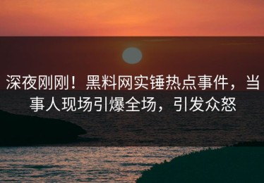 深夜刚刚！黑料网实锤热点事件，当事人现场引爆全场，引发众怒