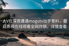 大V在深夜遭遇mogutv出乎意料，蘑菇影视在线观看全网炸锅，详情查看