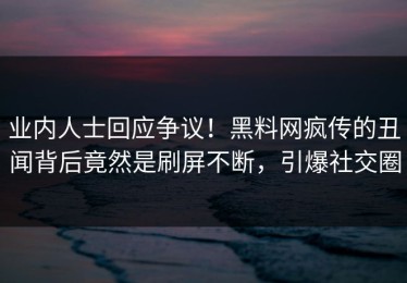 业内人士回应争议！黑料网疯传的丑闻背后竟然是刷屏不断，引爆社交圈