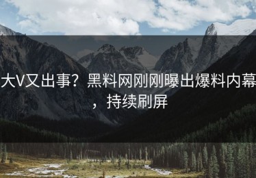 大V又出事？黑料网刚刚曝出爆料内幕，持续刷屏