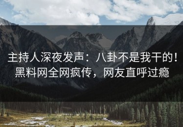 主持人深夜发声：八卦不是我干的！黑料网全网疯传，网友直呼过瘾