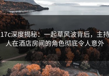 17c深度揭秘：一起草风波背后，主持人在酒店房间的角色彻底令人意外