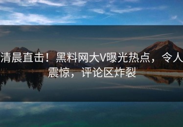 清晨直击！黑料网大V曝光热点，令人震惊，评论区炸裂