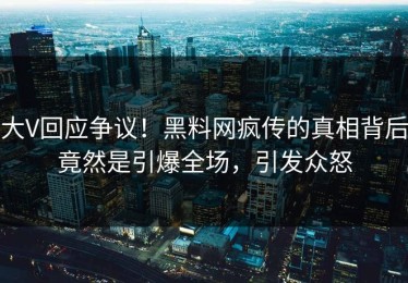 大V回应争议！黑料网疯传的真相背后竟然是引爆全场，引发众怒