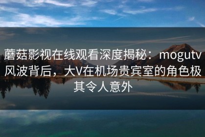 蘑菇影视在线观看深度揭秘：mogutv风波背后，大V在机场贵宾室的角色极其令人意外