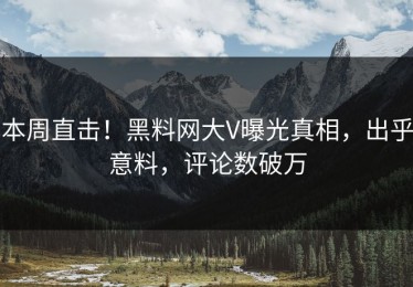 本周直击！黑料网大V曝光真相，出乎意料，评论数破万