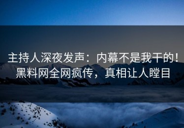 主持人深夜发声：内幕不是我干的！黑料网全网疯传，真相让人瞠目