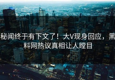 秘闻终于有下文了！大V现身回应，黑料网热议真相让人瞠目