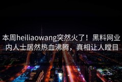 本周heiliaowang突然火了！黑料网业内人士居然热血沸腾，真相让人瞠目