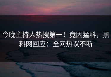 今晚主持人热搜第一！竟因猛料，黑料网回应：全网热议不断