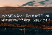 神秘人回应争议！黑料网疯传的heiliao背后竟然是令人震惊，全网热议不断