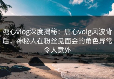 糖心vlog深度揭秘：唐心volg风波背后，神秘人在粉丝见面会的角色异常令人意外