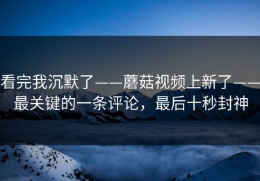 看完我沉默了——蘑菇视频上新了——最关键的一条评论，最后十秒封神