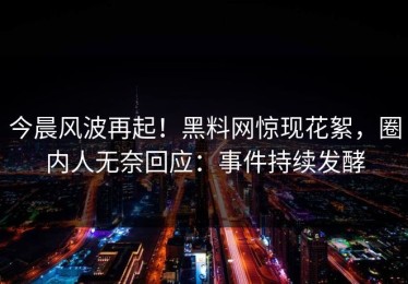 今晨风波再起！黑料网惊现花絮，圈内人无奈回应：事件持续发酵