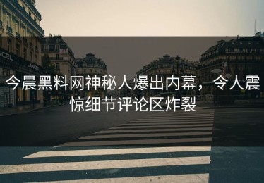 今晨黑料网神秘人爆出内幕，令人震惊细节评论区炸裂