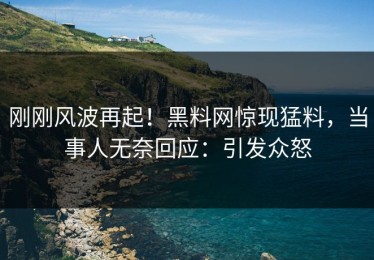 刚刚风波再起！黑料网惊现猛料，当事人无奈回应：引发众怒