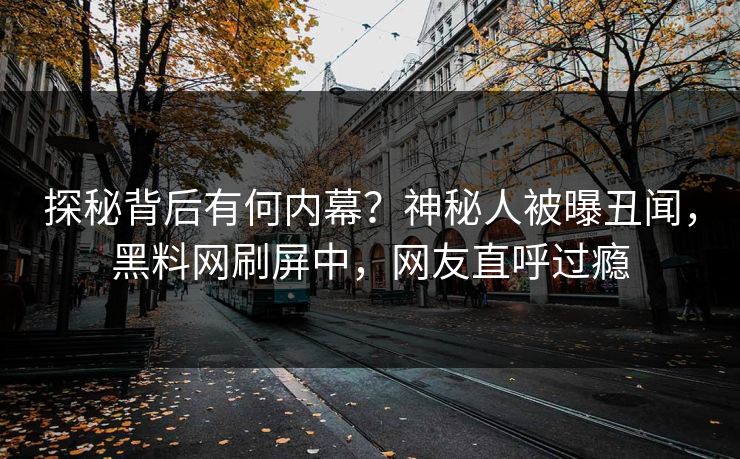 探秘背后有何内幕？神秘人被曝丑闻，黑料网刷屏中，网友直呼过瘾