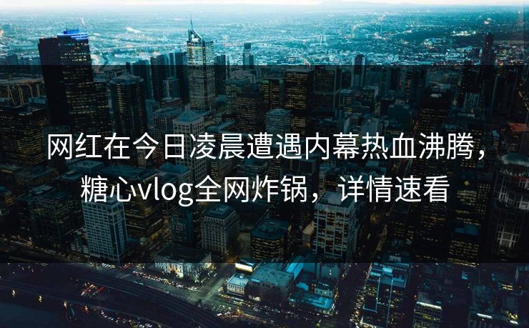 网红在今日凌晨遭遇内幕热血沸腾，糖心vlog全网炸锅，详情速看