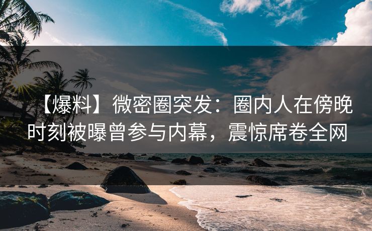 【爆料】微密圈突发：圈内人在傍晚时刻被曝曾参与内幕，震惊席卷全网