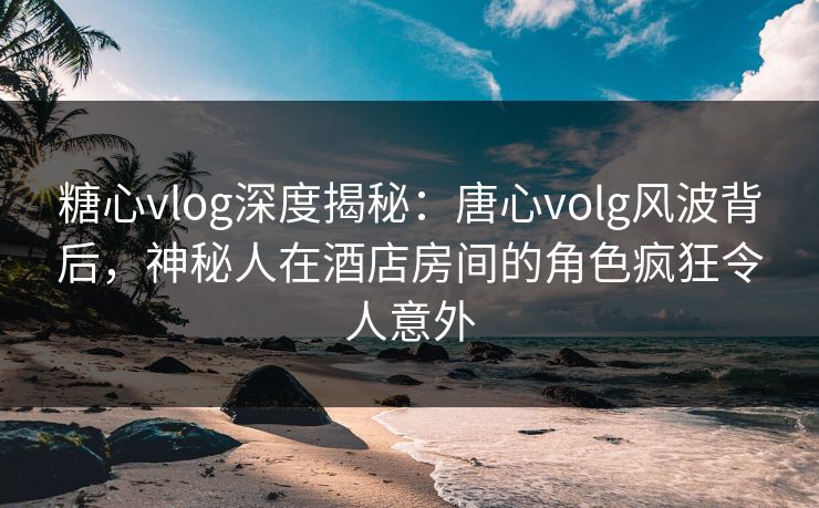 糖心vlog深度揭秘：唐心volg风波背后，神秘人在酒店房间的角色疯狂令人意外